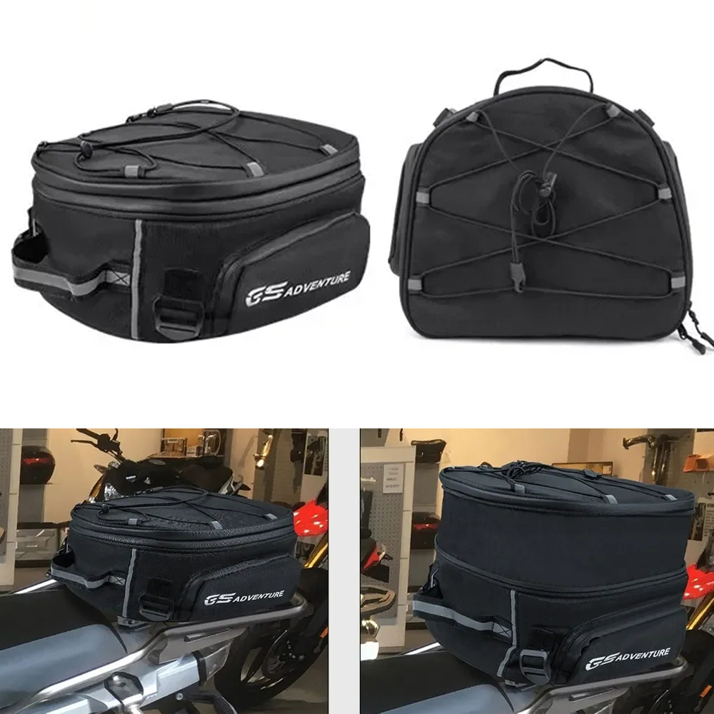 Motorcycle Gear Travel Bag - Black Universal Rear Luggage Rack Tail