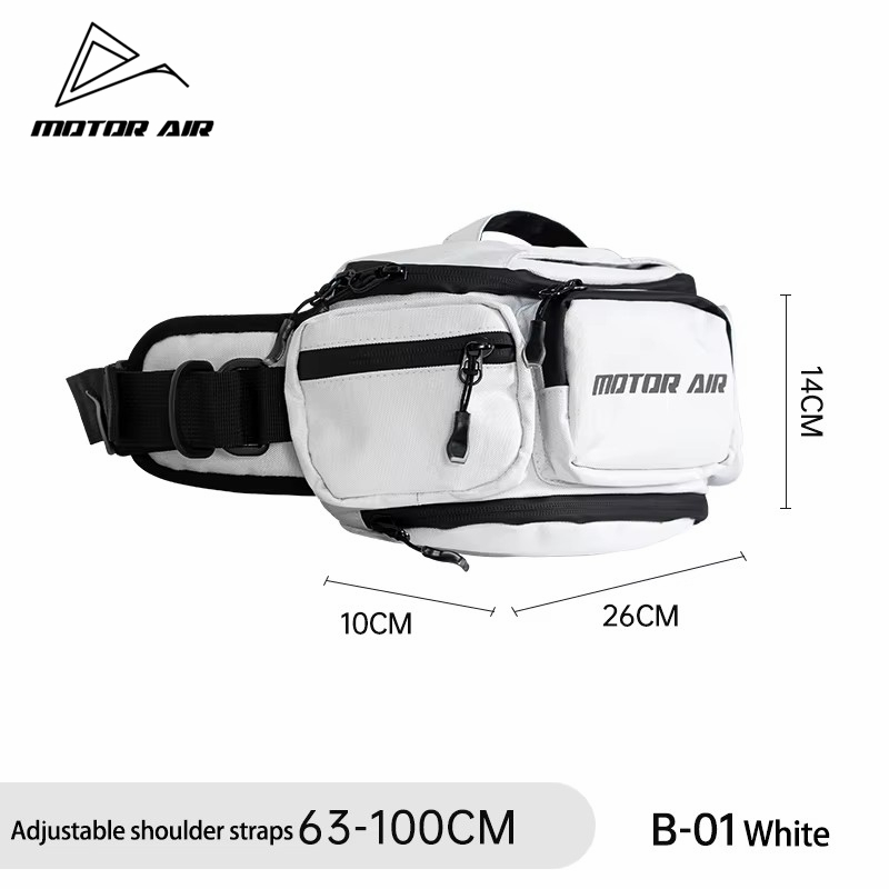 Motorcycle Gear With Airbag - Motor-Air White Motorcycle Cycling Waist Bag